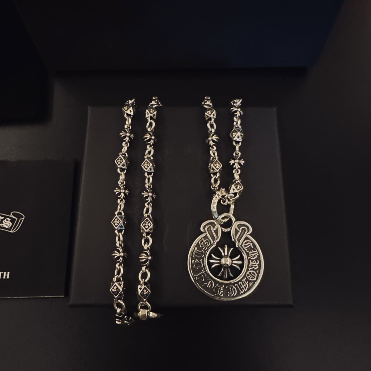 Chrome Hearts Silver Celtic Knot Design Pendant Necklace